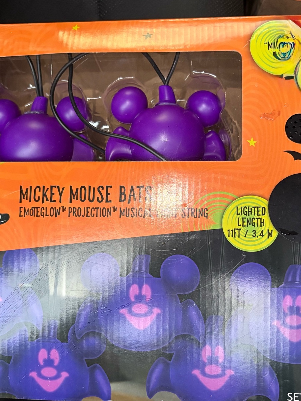 Disney Projection Purple Mickey Mouse Bats String Lights